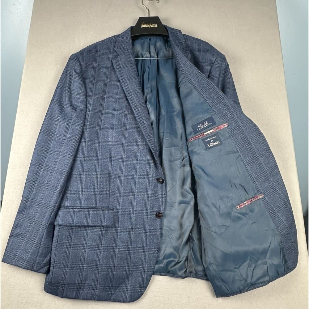 Ralph Ralph Lauren Men's Wool Sport Jacket 52R Blue Glen Plaid Business Career